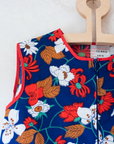 Blue Floral Dress | French Deadstock from the Seventies | 8-9 Years