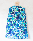 שמלה פרחונית בגווני כחול | דד סטוק מהסבנטיז | 6-7 שנים