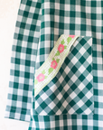 Green and white checkered shirt with flowers | 7-8 years