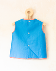 Blue tank top with pocket and flower | Italian dead stock | 9-12 months