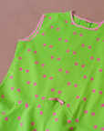 שמלה ירוקה עם נקודות ורודות | 5-6 שנים