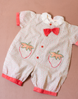 Overalls with strawberries and bow tie | 6-9 months