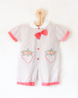 Overalls with strawberries and bow tie | 6-9 months