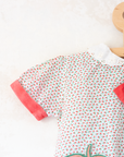 Overalls with strawberries and bow tie | 6-9 months