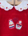 חולצת קטיפה אדומה עם בבושקות מבית איב סאן לורן | 3-6 חודשים
