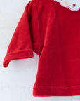 חולצת קטיפה אדומה עם בבושקות מבית איב סאן לורן | 3-6 חודשים
