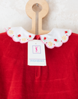 חולצת קטיפה אדומה עם בבושקות מבית איב סאן לורן | 3-6 חודשים