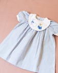 Striped dress with embroidery for children on the beach | 9-12 months