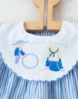Striped dress with embroidery for children on the beach | 9-12 months