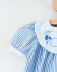 Striped dress with embroidery for children on the beach | 9-12 months