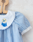 Striped dress with embroidery for children on the beach | 9-12 months