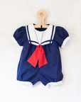 Sailor overalls with red ribbon | 3-6 months