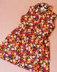 Seventies floral dress with apples and pears | 3-4 years