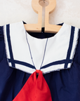 Sailor overalls with red ribbon | 3-6 months
