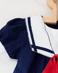 Sailor overalls with red ribbon | 3-6 months