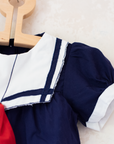 Sailor overalls with red ribbon | 3-6 months