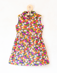Seventies floral dress with apples and pears | 3-4 years
