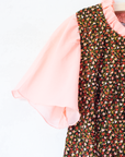 Floral corduroy dress with sheer sleeves | 11-12 years