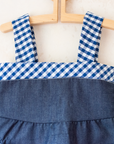 שמלת ג׳ינס עם משבצות | דד סטוק צרפתי מהסבנטיז | 2-3 שנים