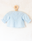 חולצה ארוכה בתכלת עם תחרה לבנה | 0-3 חודשים