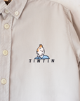 חולצת חאקי ארוכה עם רקמות של טינטין על רפסודה | 3-4 שנים
