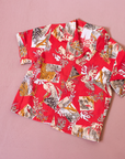 Red button-down shirt with leopards | 18-24 months