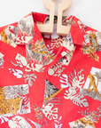 Red button-down shirt with leopards | 18-24 months