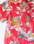 Red button-down shirt with leopards | 18-24 months