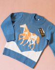 Blue knit with horses | Spanish Deadstock | 5-6 years