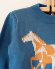 Blue knit with horses | Spanish Deadstock | 5-6 years