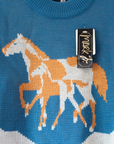 Blue knit with horses | Spanish Deadstock | 5-6 years