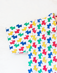 White button-down shirt with colorful schnauzers | French deadstock | 18-24 months