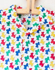 White button-down shirt with colorful schnauzers | French deadstock | 18-24 months
