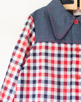 Plaid Button-Down Shirt | French Deadstock from the Seventies | 8-9 Years