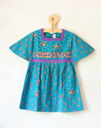 שמלה צרפתית פרחונית בצבע טורקיז | 3-4 שנים