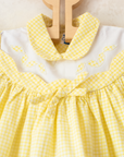 טוניקה צהובה משובצת עם רקמה | 18-24 חודשים