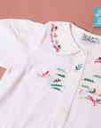 White button-down shirt with floral and goose embroidery | 18-24 months