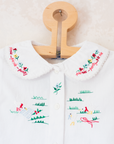 White button-down shirt with floral and goose embroidery | 18-24 months