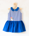 Plaid dress with child and flag embroidery | Parisian deadstock from the 60s | 2-3 years