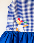 Plaid dress with child and flag embroidery | Parisian deadstock from the 60s | 2-3 years