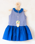 Plaid dress with child and flag embroidery | Parisian deadstock from the 60s | 2-3 years