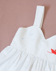 White 1950s Tunic with Embroidered Sailboats | 9-12 Months