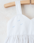 White 1950s Tunic with Embroidered Sailboats | 9-12 Months