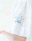 White 1950s Tunic with Embroidered Sailboats | 9-12 Months