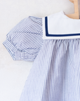 שמלת מלחים עם פסים וסירה רקומה | 6-9 חודשים