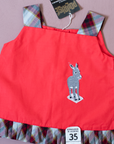 Red tunic with embroidered donkey | French deadstock from the 1950s | 6-9 months
