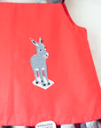 Red tunic with embroidered donkey | French deadstock from the 1950s | 6-9 months