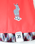 Red tunic with embroidered donkey | French deadstock from the 1950s | 6-9 months
