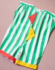 Colorful overalls with stripes and two triangles | 2-3 years