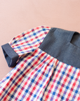 Wide, checkered short shirt | French deadstock from the 70s | 11-13 years
